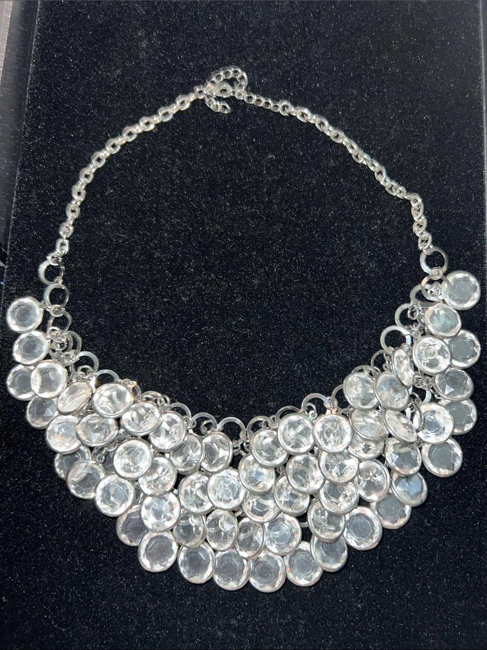 Crystal Cluster Statement Necklace - Clear